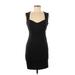 Topshop Casual Dress - Bodycon Plunge Sleeveless: Black Solid Dresses - Women's Size 6