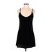 Brandy Melville Casual Dress - Mini Plunge Sleeveless: Black Solid Dresses