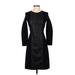 J.Crew Casual Dress - Sheath Crew Neck 3/4 sleeves: Black Solid Dresses - Women's Size 0
