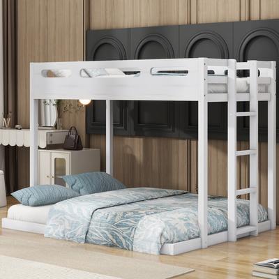 Twin over Full Bunk Bed with Built-In Ladder and Guardrail