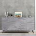 63" Black Modern Rustic Sideboard w/ Wood Grain Decorative Door - 63" in Width