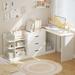 92.6" Workstation White Office Desk with Extensive Storage Drawers