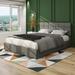 Upholstered Platform Bed with 4 Drawers, Button Tufted Headboard