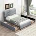 Full Size PU Leather Upholstered Platform Bed with 4 Drawers