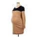 Liz Lange Maternity Casual Dress - Mini High Neck Long sleeves: Tan Print Dresses - Women's Size 2X-Large