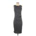 Ann Taylor LOFT Casual Dress - Midi Crew Neck Sleeveless: Gray Dresses - Women's Size Small Petite