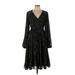 Fame And Partners Casual Dress - A-Line V Neck 3/4 sleeves: Black Dresses - Women's Size 6