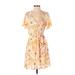 Sienna Sky Casual Dress - Mini V Neck Short sleeves: Orange Print Dresses - Women's Size Small