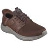 Slip-On Sneaker SKECHERS "GARNER-NEWICK", Herren, Gr. 47,5, braun (dunkelbraun), Textil, Synthetik, casual, Schuhe, Slipper, Freizeitschuh mit praktischer Slip Ins-Funktion