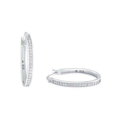 Paar Creolen AMOR "9958313", silber (silberfarben,weiß, kristallweiß), Ohrringe, Damen, Silber 925 (Sterlingsilber), mit Zirkonia (synth.) Image