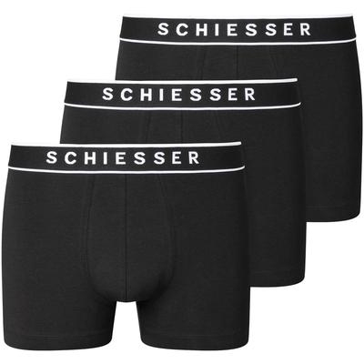 Boxer SCHIESSER "95/5", Herren, Gr. 9, schwarz (000, schwarz), Single Jersey, Obermaterial: 95% Baumwolle, 5% Elasthan, unifarben mit Farbeinsatz, eng, Unterhosen, mit sportlichem Webgummibund Image