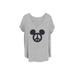 Plus Size Women's Peace Mickey Graffiti V-Neck T-Shirt by Mad Engine in Heather Grey (Size 2X (18-20))