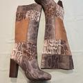 Coach Shoes | Coach Trudie Leather Knee High Python Boots Size 8b | Color: Gray/Tan | Size: 8