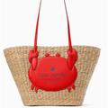 Kate Spade Bags | Kate Spade Pinch Me Red Crab Straw Tote Woven Wicker Straw Bag,Crab, Nwt | Color: Red | Size: Os