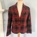 J. Crew Jackets & Coats | J.Crew Plaid Blazer In Black & Red Classic Tartan New Nwt Cotton & Wool Blend | Color: Black/Red | Size: 12