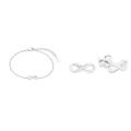 s.Oliver Armband 925 Sterling Silber Damen Armschmuck & Ohrstecker 925 Sterling Silber Damen Ohrschmuck, mit Zirkonia synth., 0,4 cm, Silber, Infinity, Kommt in Schmuck Geschenk Box, 2017247