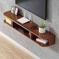 Floating TV Cabinet Floating TV Stand Wall Mounted TV Shelf Entertainment Center Cabinet Component For Storage Unit Audio/Video Console Cable Box Router (Color : Brown, Size : 100x24x20cm)