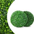 SPOTRAVEL 40CM/48CM Artificial Topiary Balls Set of 2, Hanging Fake Boxwood Balls with Evergreen Leaves, Indoor Outdoor Simulation Plant for Home Garden Balcony (48cm, with White Flowers)