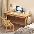 FELEA Computer Desk, Natural Bamboo Study Student Writing Desk with 2 Drawers and Storage Shelves Modern Simple Style Desk for Home Office