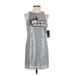 Aidan Mattox Casual Dress - Shift Crew Neck Sleeveless: Silver Print Dresses - New - Women's Size 2