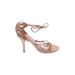 Max Studio Heels: Tan Solid Shoes - Women's Size 8 - Open Toe