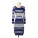 French Connection Casual Dress - Sweater Dress: Blue Stripes Dresses - Women's Size 4