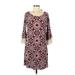 Judith March Casual Dress - Shift Scoop Neck 3/4 sleeves: Burgundy Dresses - New - Women's Size Medium