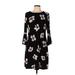 Tommy Hilfiger Casual Dress - Shift High Neck 3/4 sleeves: Black Print Dresses - Women's Size 10