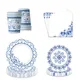 Décorations d'Anniversaire sur le Thème de la Porcelaine Bleue et Blanche Poulet Serviettes en