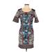 Jealous Tomato Casual Dress - Mini Scoop Neck Short sleeves: Black Floral Dresses - Women's Size Large