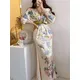 Robe mi-longue florale de style japonais pour femme vintage chic tambour fête d'anniversaire