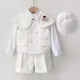 Ensemble de Vêtements pour Enfant de 9 Mois à 4 Ans Robe d'Anniversaire Costume Blanc Mode