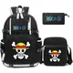 Sac à dos Anime One Piece grande capacité Monkey D ensemble de 3 pièces Luffy-Cartable pour