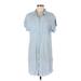Thread & Supply Casual Dress - Shift High Neck Short sleeves: Blue Print Dresses - Women's Size Medium
