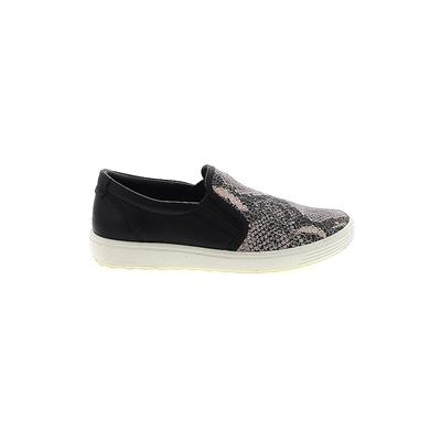 Ecco Flats: Slip-on Platform Boho Chic Black Color Block Shoes - Women's Size 6 - Almond Toe