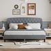 Red Barrel Studio® Upholstered Platform Bed Adjustable Headboard w/ Fine Linen Upholstery Upholstered in Gray | 41.7 H x 78.3 W x 81.1 D in | Wayfair