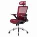 Inbox Zero Lavares Office Chair Upholstered, Metal in Red/Brown | 46.6 H x 30.7 W x 30.7 D in | Wayfair 379195F8A82F40CE8068BCA1CD8D7797