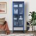 Latitude Run® Stylish 4-Door Tempered Cabinet w/ 4 Doors Adjustable Shelves U-Shaped Leg Anti-Tip Dust-Free Fluted Kitchen Credenza | Wayfair