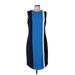 Akris Punto Casual Dress - Sheath Crew Neck Sleeveless: Blue Stripes Dresses - Women's Size 10