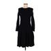 J.Crew Casual Dress - A-Line Crew Neck 3/4 sleeves: Black Print Dresses - Women's Size 6