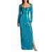 Sequin Tapestry Long Sleeve Column Gown