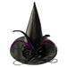 Augper Halloween Witch Hat Witch Hat Ball Dress Up Dark Girl Witch Hat Glowing Feather Rose Headdress