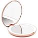 LED Lighted Travel Makeup Mirror 1x/10x Magnification - Daylight LED Compact Portable Large 5 Wide Illuminated Folding Mirror Rose Gold