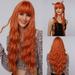 Teissuly 65cm High Temperature Silk Wig Orange Wig Rose Mesh Curly Hair