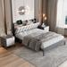 3-Pieces Bedroom Sets,Queen Size Wood Platform Bed and Two Nightstands,Storage Platform bed with USB and LED