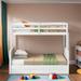 Wood Twin over Full Bunk Bed with Hydraulic Lift Up Storage, White