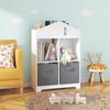 Kids Dollhouse Bookcase with Storage, 2-Tier Storage Display Organizer, Toddler Bookshelf with 2 Collapsible Fabric Drawers