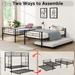 Contemporary Black Metal Twin over Twin Bunk Bed with Trundle, Sturdy Guard Rail, 2 Side Ladders, Can Convert Into Two Beds