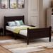Solid Wood Twin Platform Bed Frame with Sleigh Headboard & Footboard - Minimalist Design, No Box Spring Required