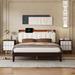 Rustic Style 3-Pieces Bedroom Sets,Queen Size Wood Platform Bed and Two Nightstands